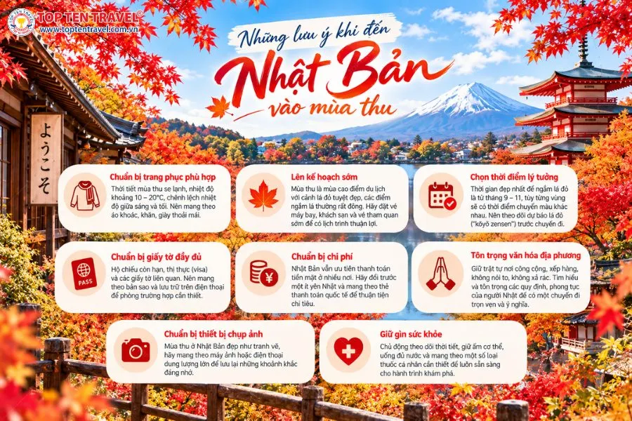 Một số lưu ý giúp chuyến du lịch Nhật Bản mùa thu thuận lợi hơn