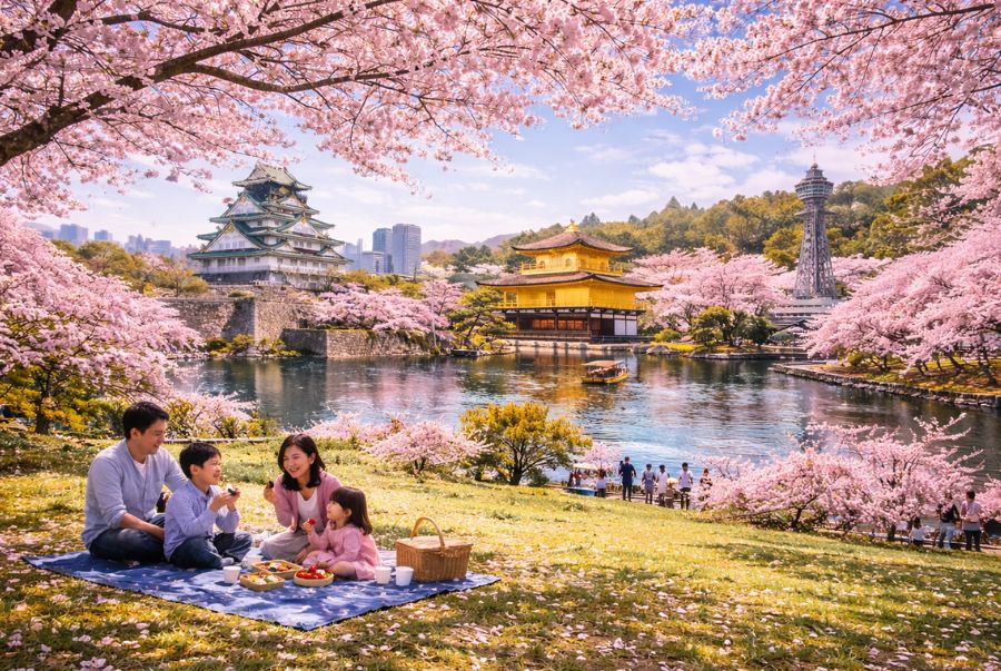 Khung cảnh rực rỡ của mùa hoa anh đào thời điểm nở rộ nhất