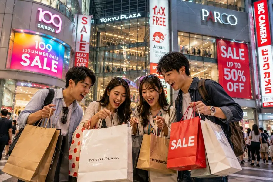 Không khí mua sắm mùa sale tại Shibuya và Shinjuku luôn diễn ra nhộn nhịp