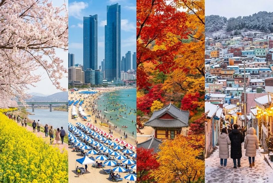 Khung cảnh 4 mùa rực rỡ với 4 sắc thái khác nhau tại Busan Hàn Quốc