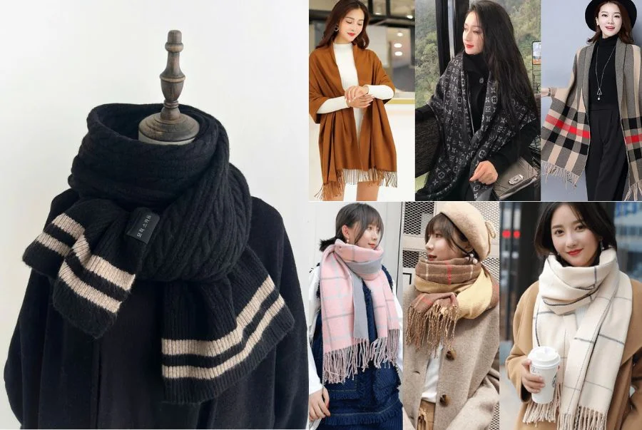 Chiếc khăn mềm mại quấn quanh cổ tựa như như một lớp chăn ấm áp