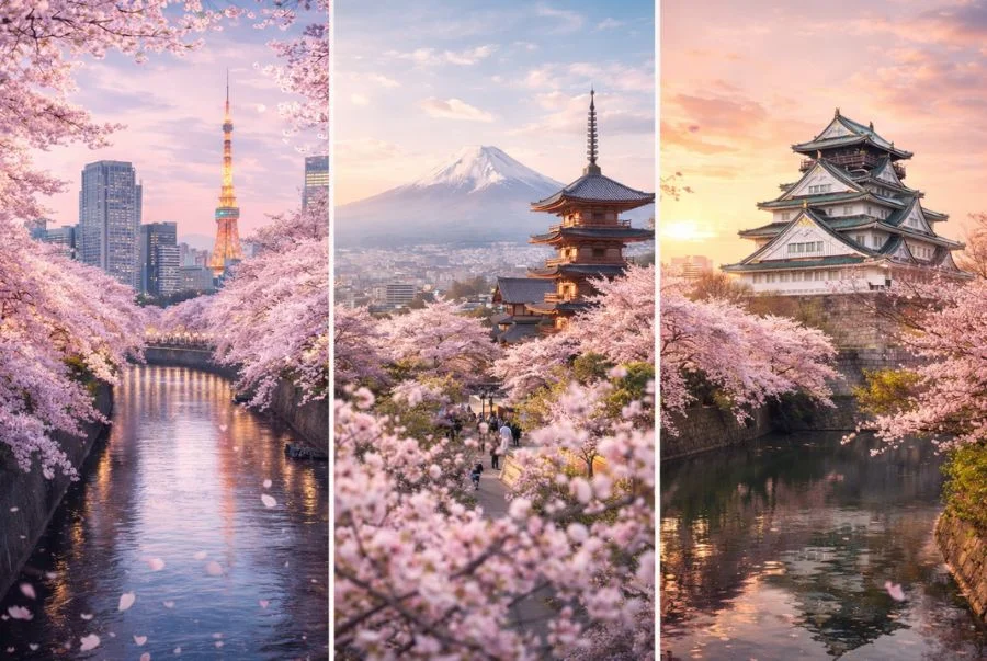 Tokyo, Kyoto và Osaka là ba thành phố gắn liền với hình ảnh hoa anh đào nở rộ vào mùa xuân
