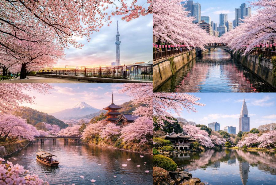 Toàn cảnh mùa hoa anh đào rực rỡ tại các địa điểm nổi tiếng của Tokyo