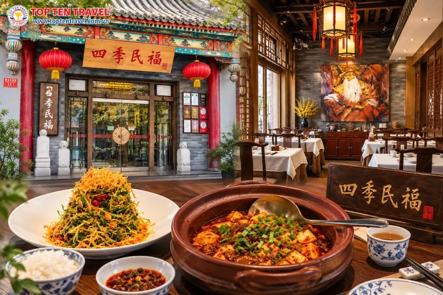 Không gian truyền thống và các món ăn thơm ngon tại nhà hàng Siji Minfu ở Bắc Kinh