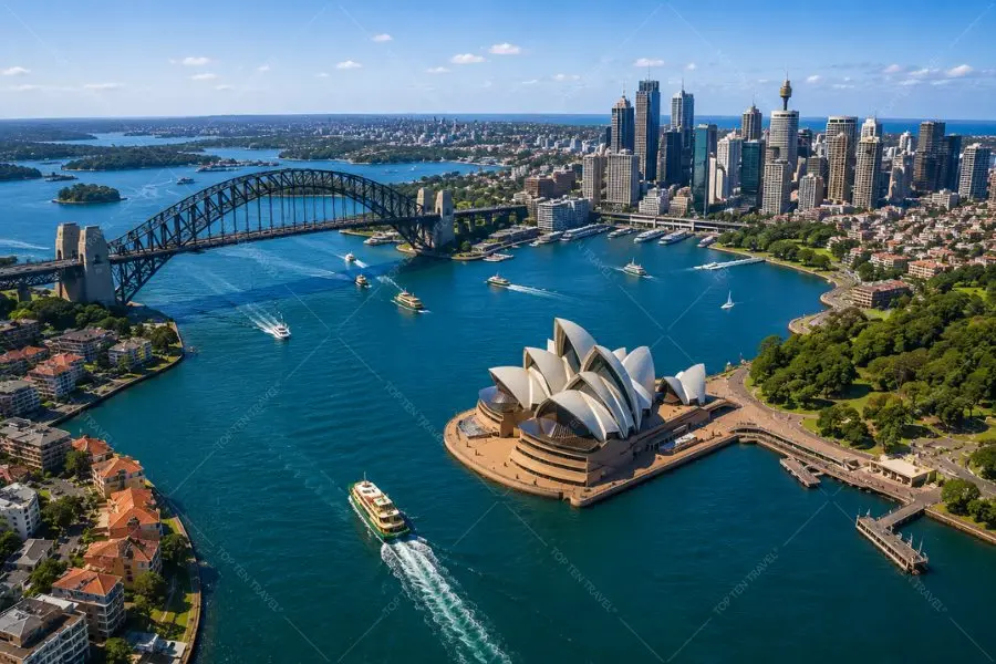 Opera House và Harbour Bridge trong cùng một khung hình