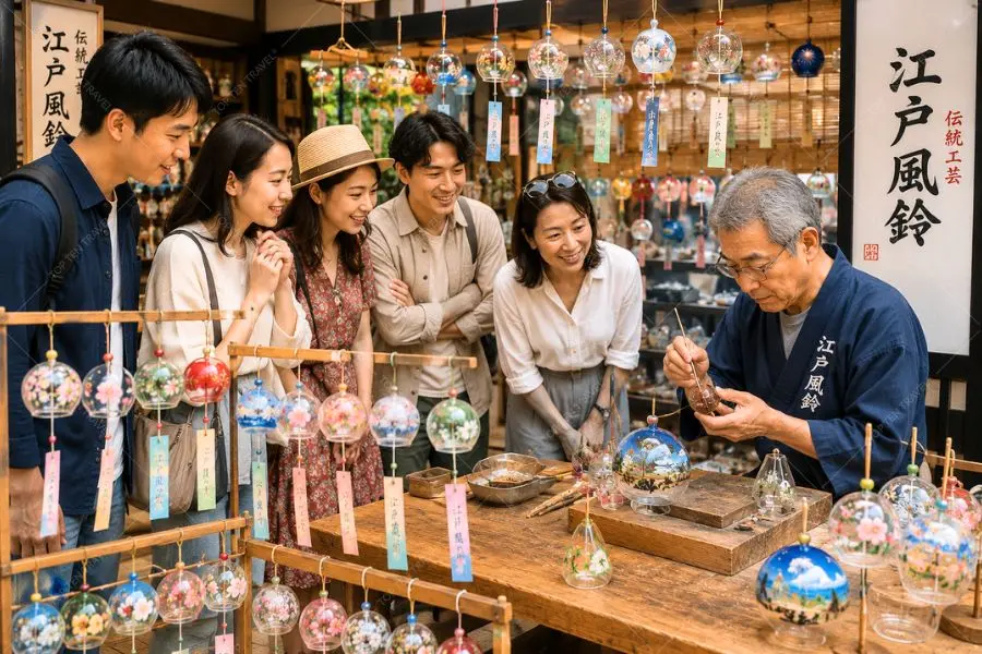 Những chiếc chuông gió Furin với âm thanh trong trẻo mang đến cảm giác bình yên