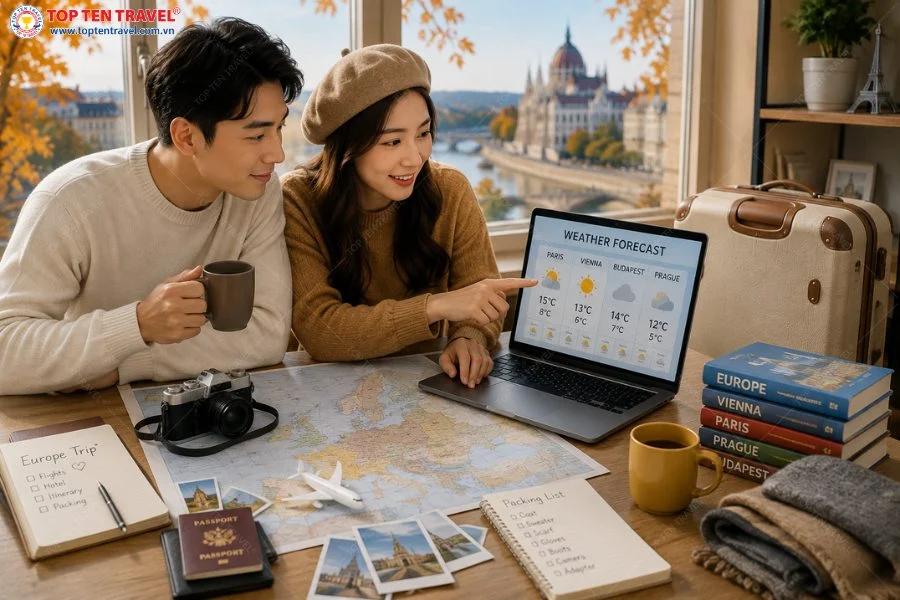 Việc tìm hiểu về thời tiết là điều vô cùng quan trọng khi đi du lịch Châu Âu mùa thu