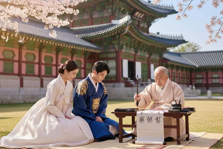 Trải nghiệm viết thư pháp là một hoạt động hấp dẫn tại Gyeongbokgung dịp đầu năm