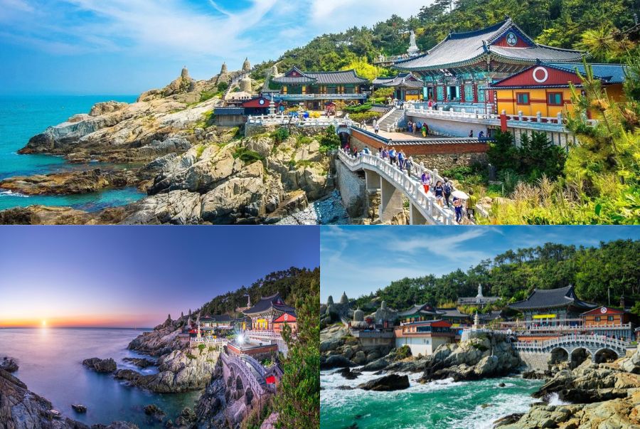 Đền Haedong Yonggungsa tựa như một bức họa cổ kính hòa quyện giữa thiên nhiên và con người