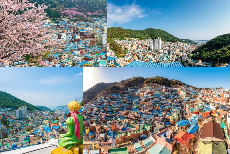 Ngôi làng Gamcheon Culture Village gây ấn tượng bởi những ngôi nhà sắc màu xếp tầng