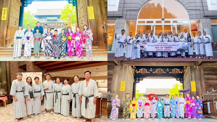 Các vị khách tại nhà Top Ten Travel được trải nghiệm mặc trang phục truyền thống khi đi du lịch Nhật Bản