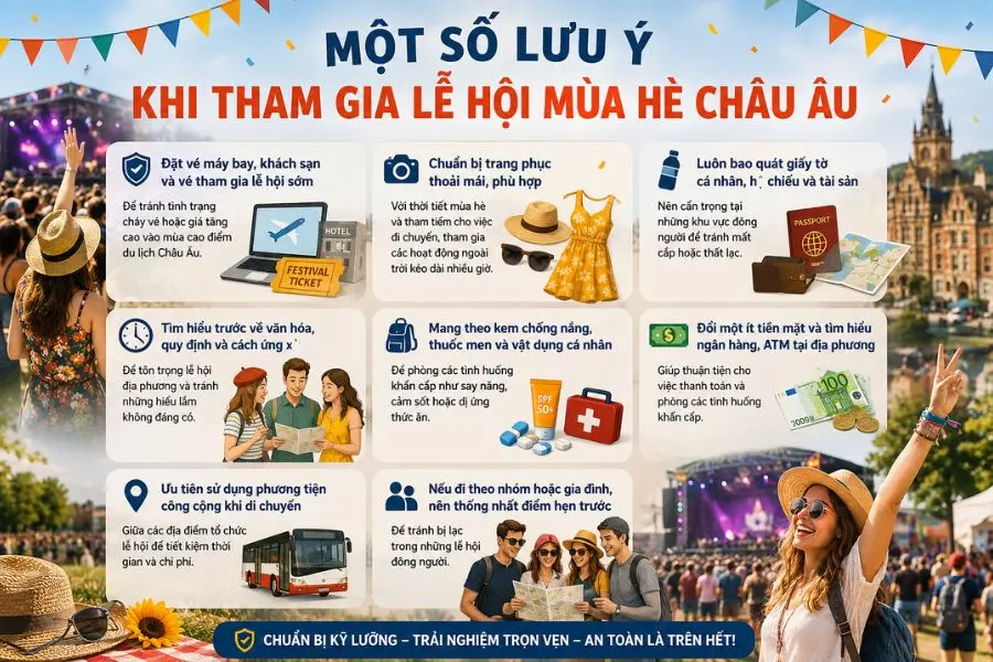 Chuẩn bị kỹ lưỡng sẽ giúp hành trình khám phá các lễ hội mùa hè Châu Âu trở nên an toàn và đáng nhớ hơn