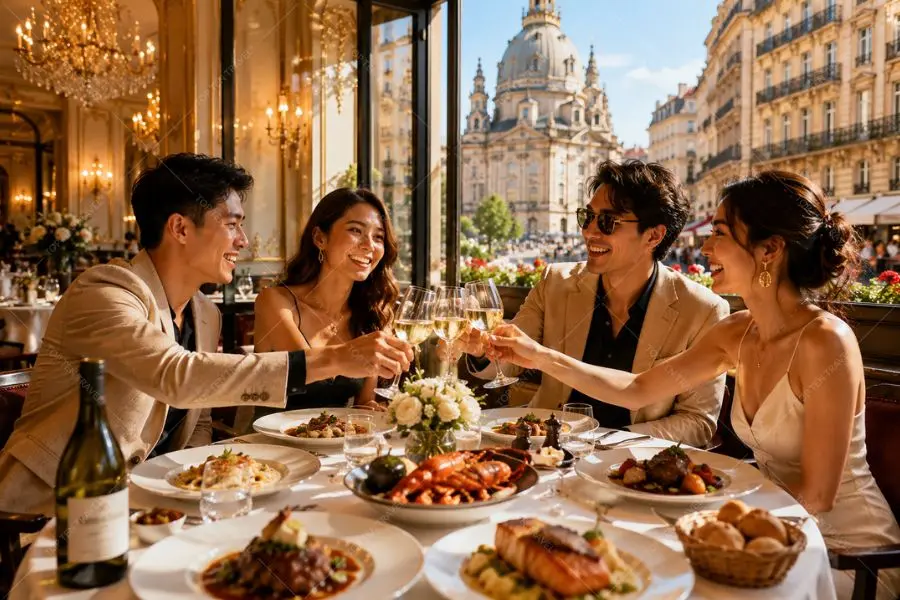 Không gian thưởng thức ẩm thực sang trọng tại Châu Âu