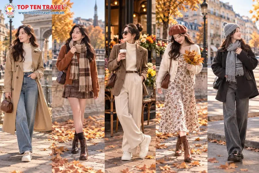 Những outfit mùa thu dành cho nữ mang sắc màu nhẹ nhàng, cực hợp để check-in giữa những con phố Châu Âu lãng mạn.