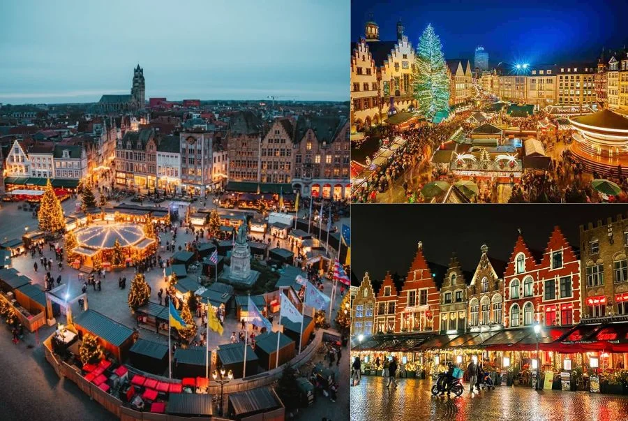Bruges như bừng tỉnh trong ánh sáng và hơi thở Giáng Sinh