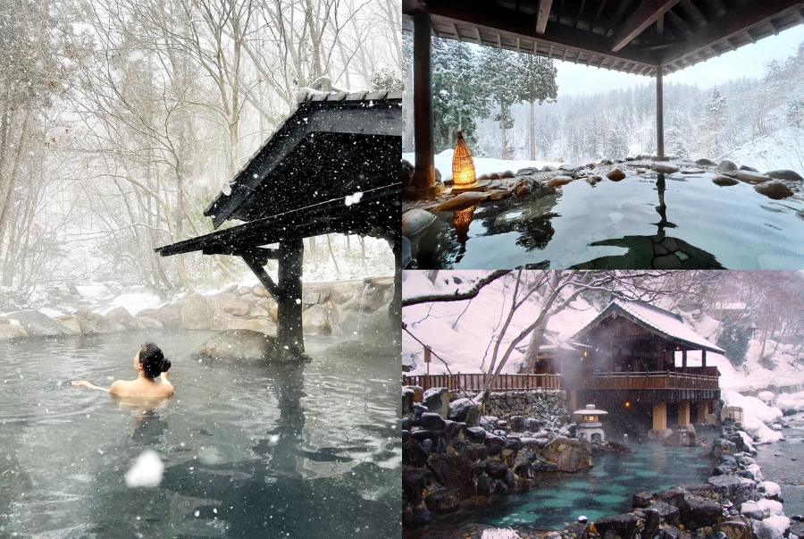 Tắm Onsen là một trải nghiệm đặc trưng trong những ngày đông giá lạnh của Nhật Bản