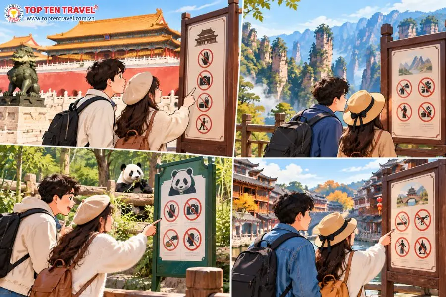 Du khách nên đọc kỹ nội quy trước khi tham quan các địa điểm du lịch nổi tiếng tại Trung Quốc