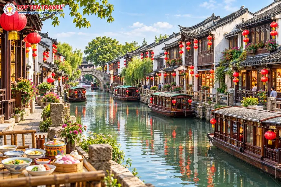 Phố cổ Sơn Đường mang vẻ đẹp đặc trưng của vùng sông nước Giang Nam yên bình