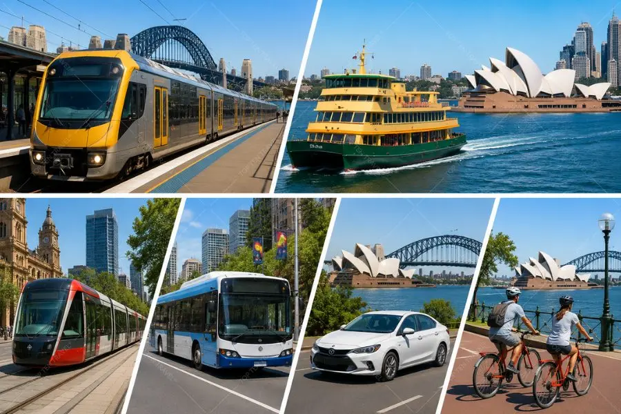 Hệ thống giao thông công cộng hiện đại tại Sydney gồm tàu điện, phà, xe buýt và xe cá nhân