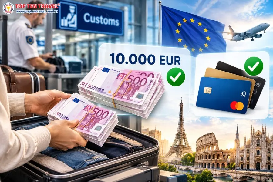 Châu Âu sở hữu các quy định nghiêm ngặt khi du khách mang tiền mặt