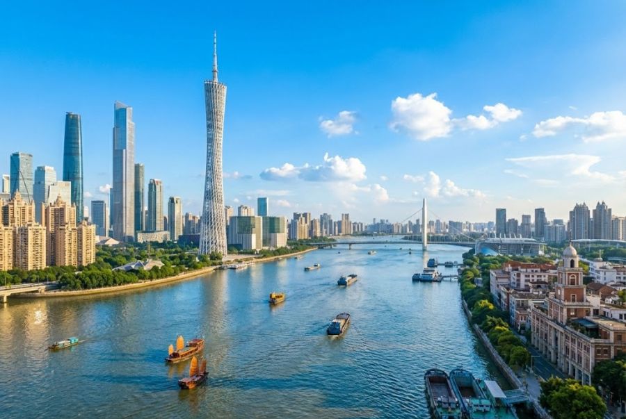 Toàn cảnh vẻ đẹp bình yên tại dòng sông Châu Giang chảy qua thành phố