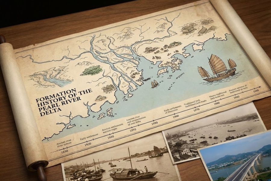 Hệ thống sông Châu Giang có lịch sử lâu đời và được hợp thành từ 3 nhánh Tây Giang, Bắc Giang và Đông Giang