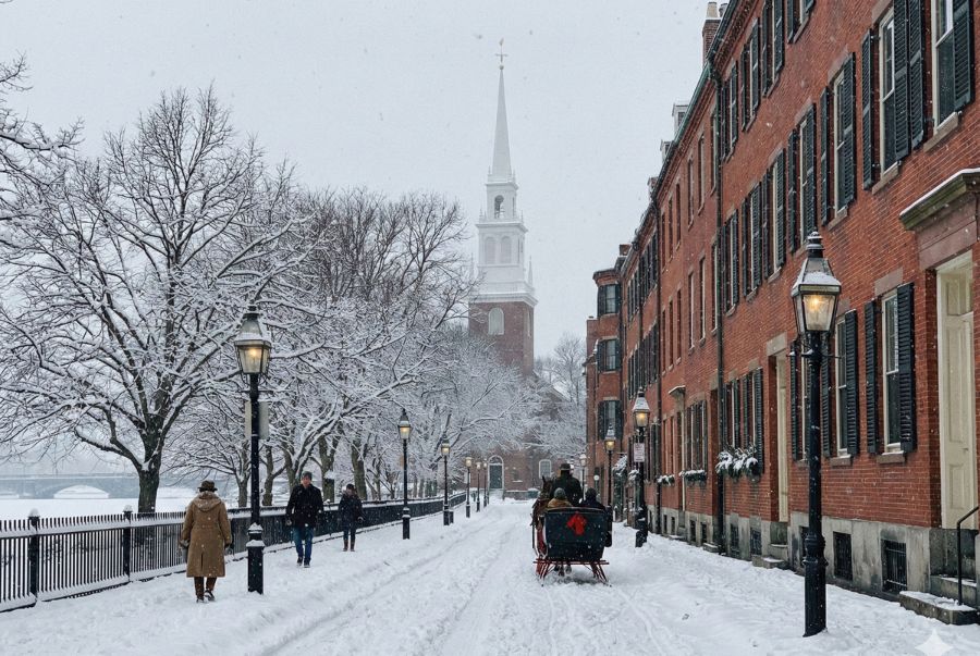 Mùa đông tại Boston mang vẻ đẹp rất đặc trưng của vùng Đông Bắc Mỹ