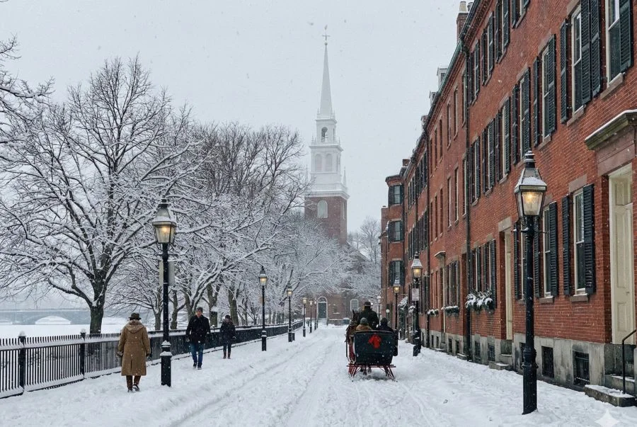 Mùa đông tại Boston mang vẻ đẹp rất đặc trưng của vùng Đông Bắc Mỹ