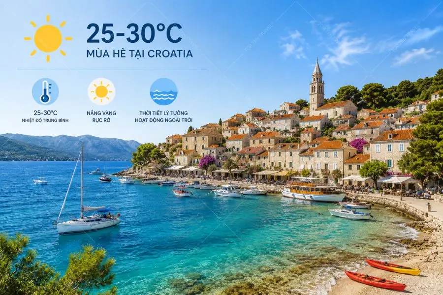 Đặc điểm thời tiết mùa hè tại Croatia