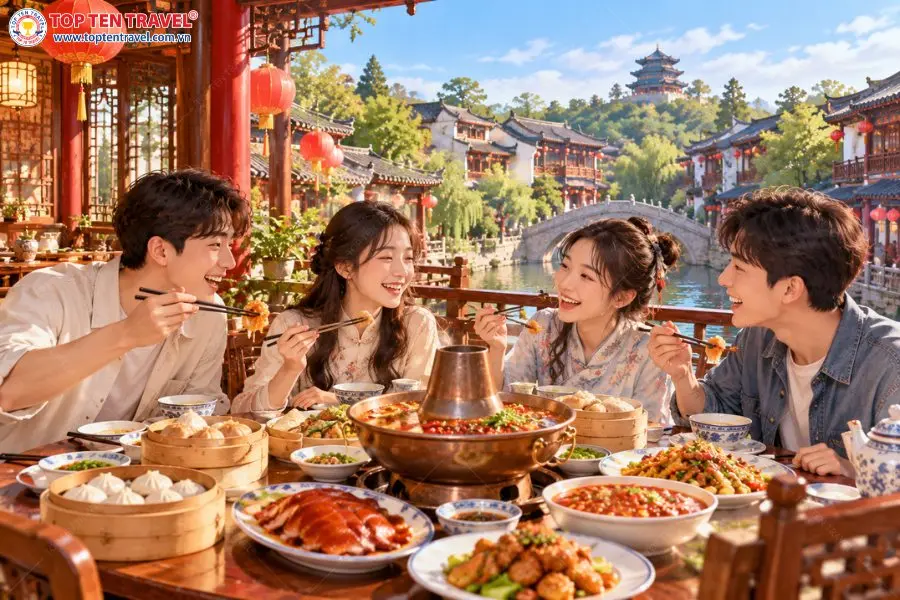 Trải nghiệm thưởng thức ẩm thực Trung Hoa trong không gian truyền thống tại Trung Quốc