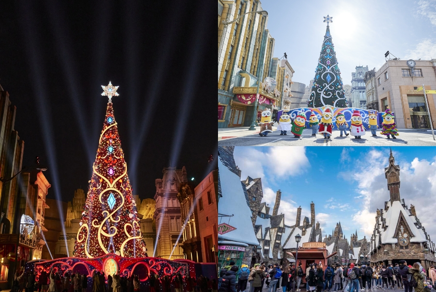 Universal Studios Japan vào mùa đông mang đến bầu không khí lễ hội rực rỡ và sinh động