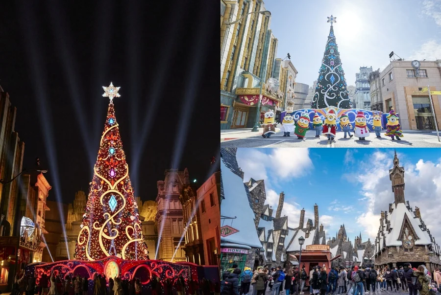 Universal Studios Japan vào mùa đông mang đến bầu không khí lễ hội rực rỡ và sinh động