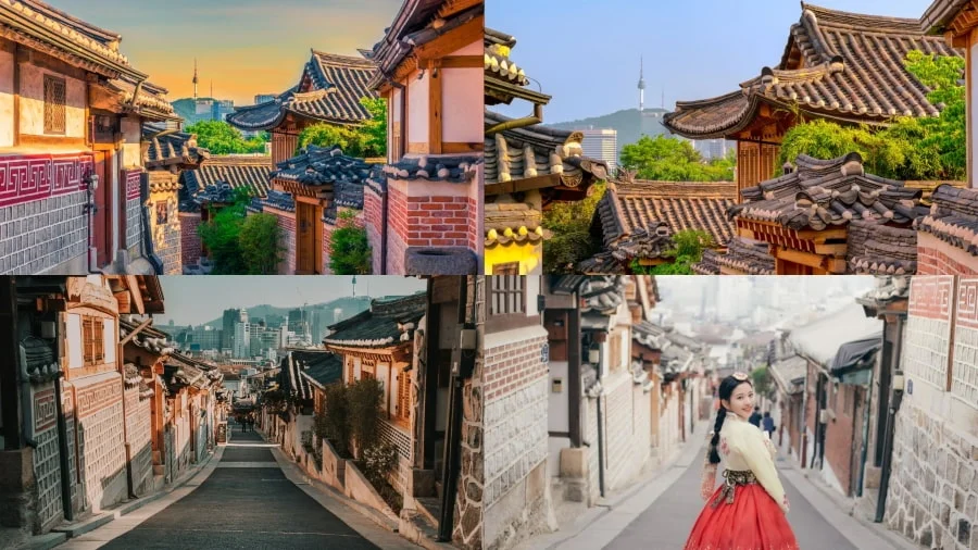 Làng cổ Bukchon Hanok là một trong những địa điểm du lịch Hàn Quốc cho gia đình mang đến trải nghiệm văn hóa độc đáo vào mùa hè