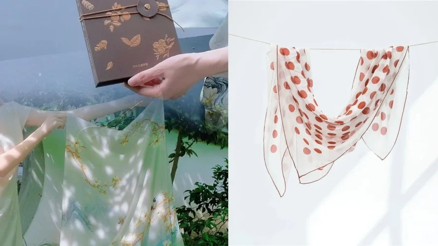 Khăn lụa là một món quà lưu niệm Hàng Châu tinh tế và duyên dáng, phù hợp cho phái nữ