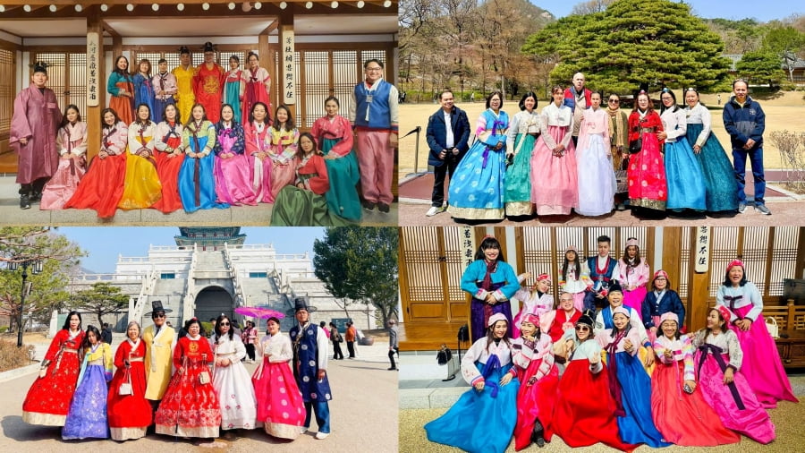 Những vị khách nhà Top Ten Travel được trải nghiệm trang phục hanbok truyền thống khi đi du lịch Hàn Quốc