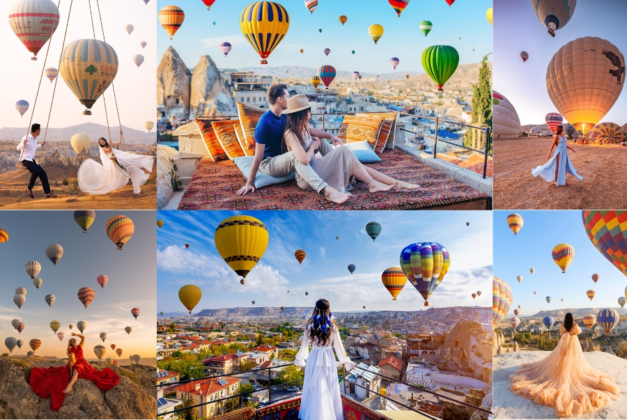 Khi đến bay khinh khí cầu tại Cappadocia sẽ có rất nhiều khung cảnh đẹp để du khách sống ảo