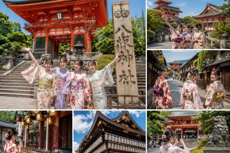 Nhóm bạn check in tại chùa Yasaka nổi tiếng giữa lòng phố cổ Gion Kyoto