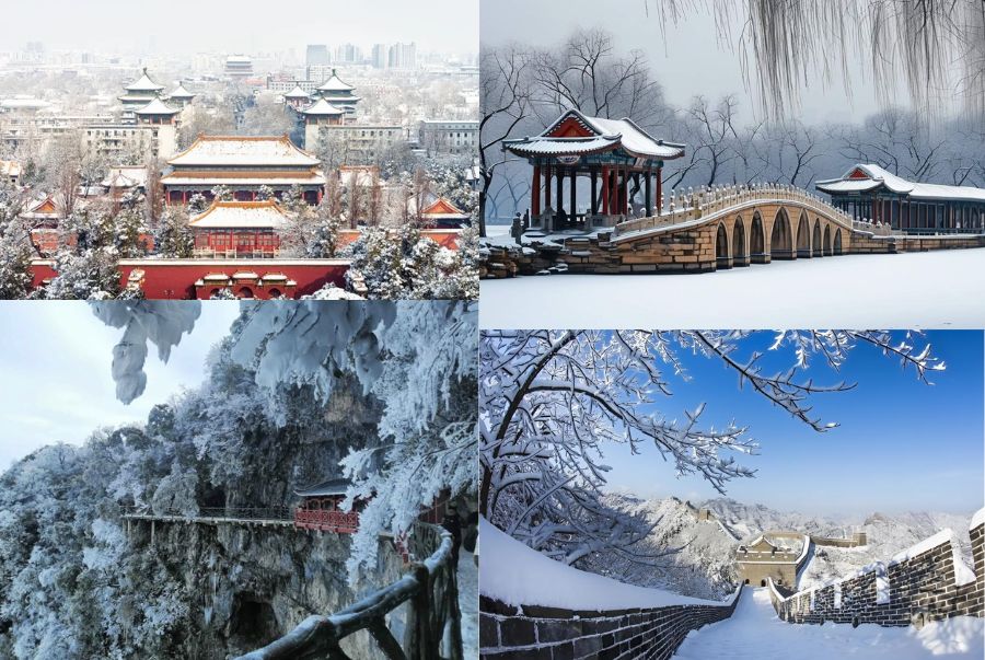 Những địa điểm tuyết rơi phủ trắng lối đi tại Trung Quốc