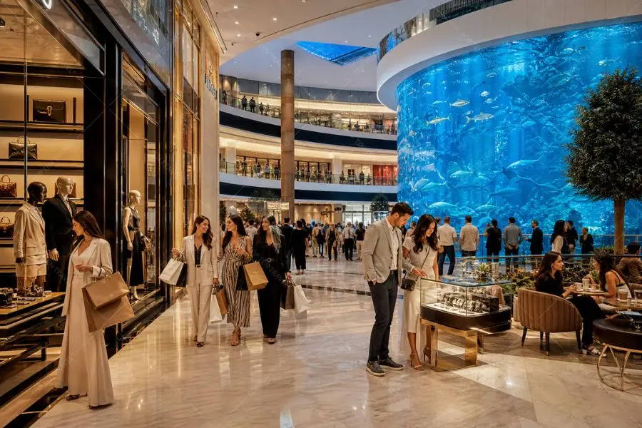 Dubai Mall là biểu tượng nổi bật thể hiện văn hóa mua sắm xa xỉ của Dubai
