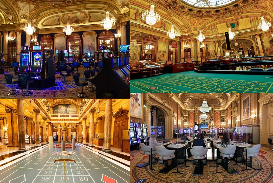 Khu vực Casino de Monte Carlo sở hữu các không gian sòng bài được phân khu rõ ràng