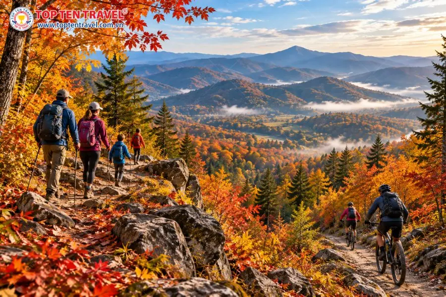 Trekking và đạp xe giữa rừng mùa thu là những trải nghiệm đáng nhớ tại Great Smoky Mountains