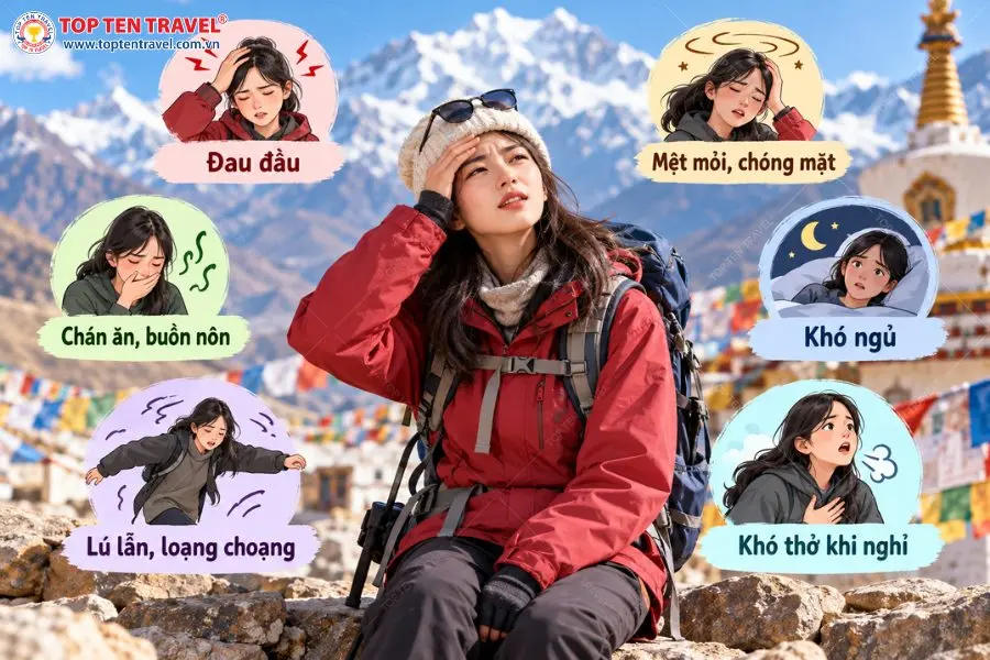 Đau đầu, chóng mặt, buồn nôn và mệt mỏi là những dấu hiệu thường gặp của sốc độ cao