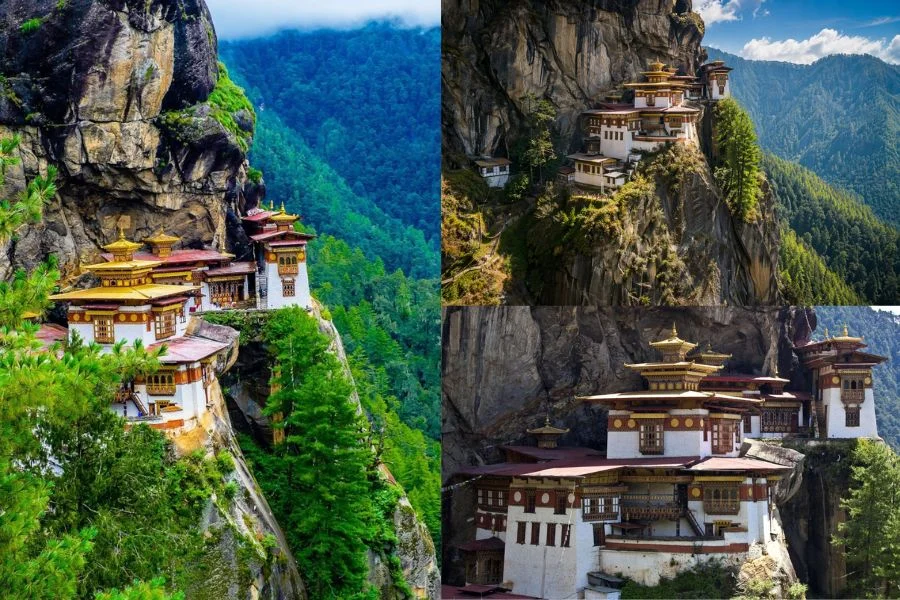 Paro Taktsang tọa lạc trên vách núi cao gần 900 mét so với thung lũng Paro