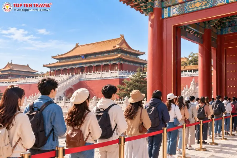 Văn hóa xếp hàng tại các điểm tham quan là điều du khách nên lưu ý khi du lịch Trung Quốc