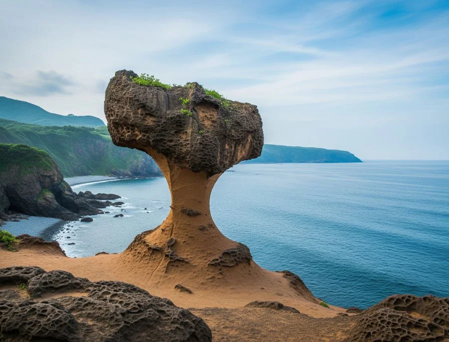 Nến Đá là một trong những khối đá nổi bật và được nhiều người yêu thích tại công viên địa chất Dã Liễu. 