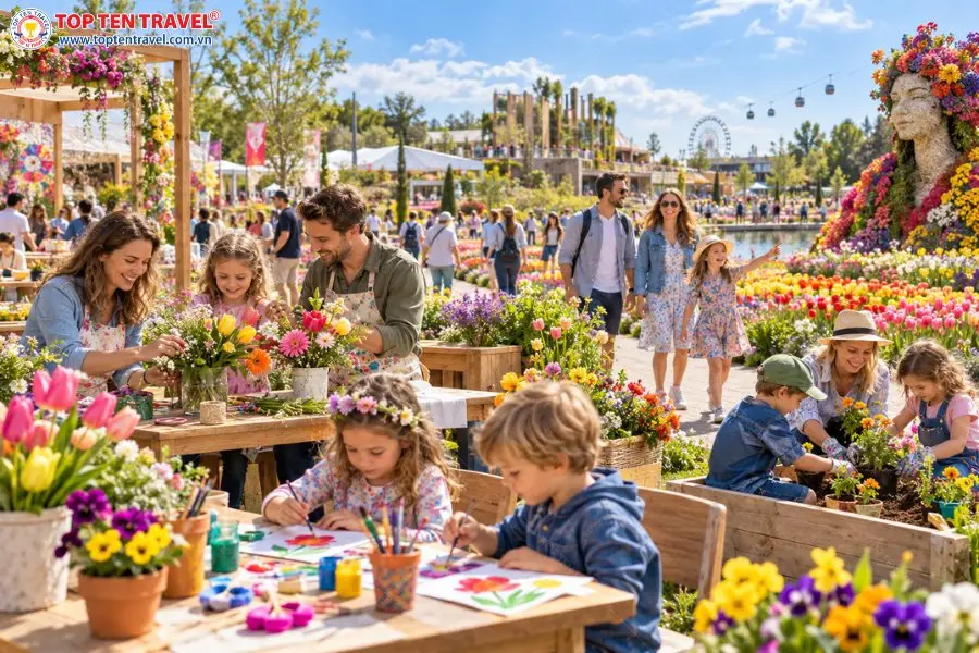 Workshop cắm hoa, làm vườn và hoạt động dành cho gia đình tại lễ hội Floriade