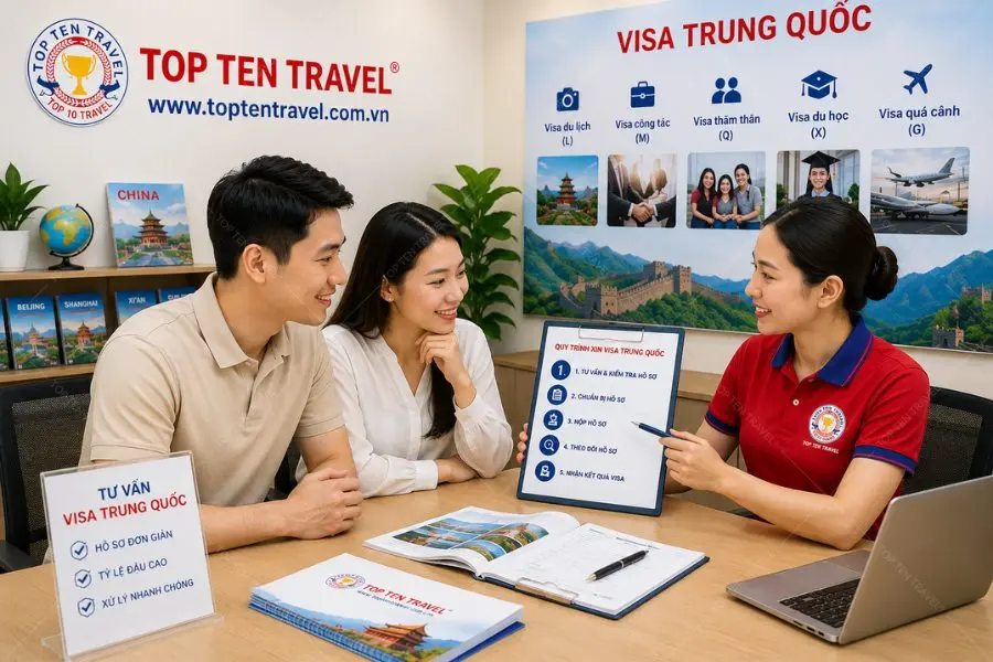 Top Ten Travel luôn hỗ trợ du khách chuẩn bị hồ sơ đầy đủ và trung thực giúp tăng tỷ lệ đậu visa Trung Quốc