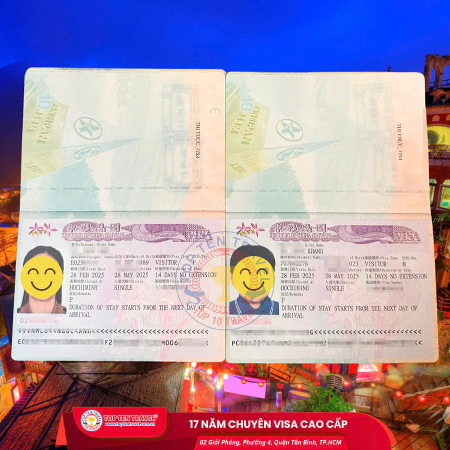 Những tấm visa Đài Loan thành công của các vị khách nhà Top Ten Travel