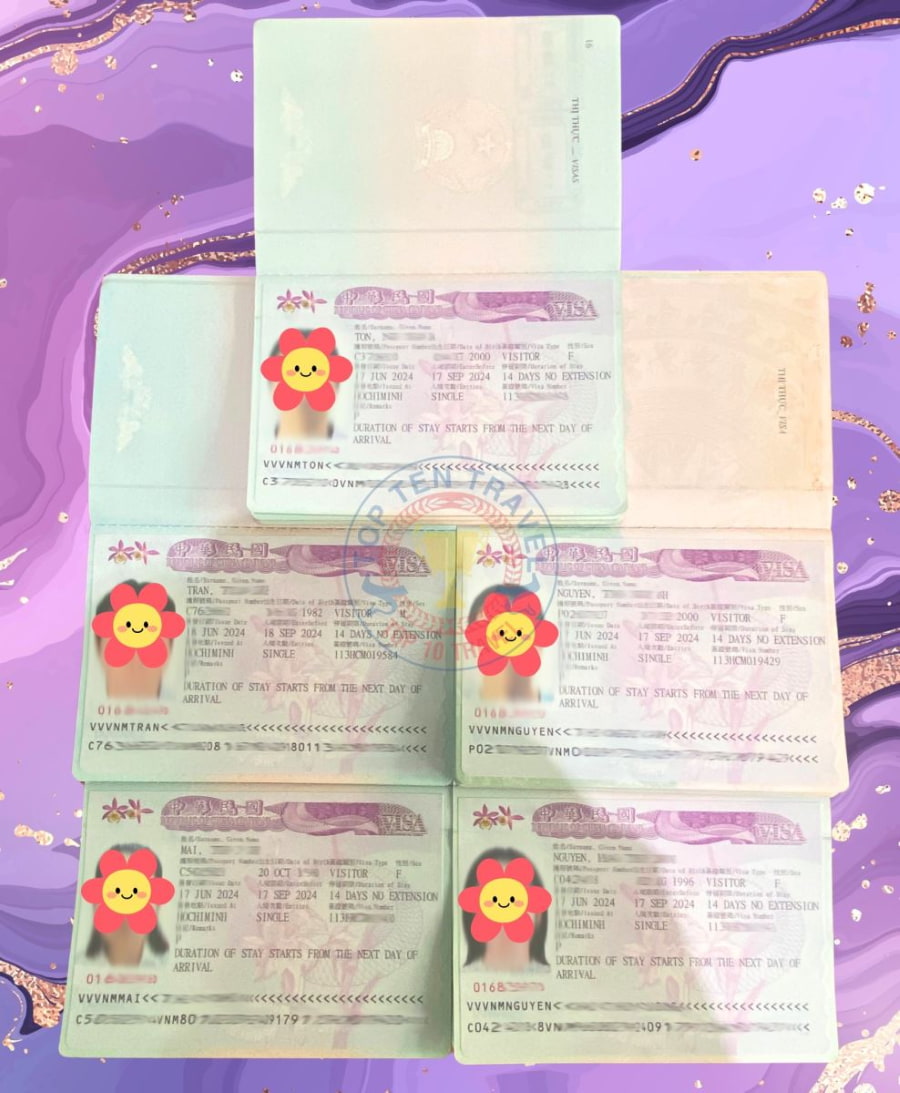 Những tấm visa Đài Loan thành công của các vị khách nhà Top Ten Travel