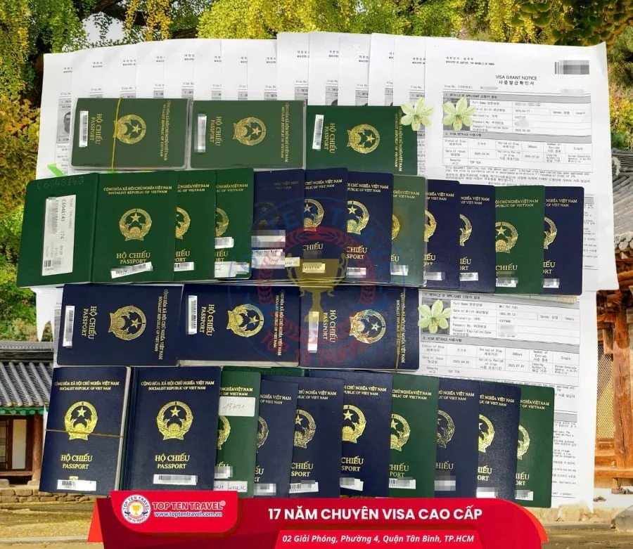 Những tấm visa đi Hàn thành công của các vị khách nhà Top Ten Travel